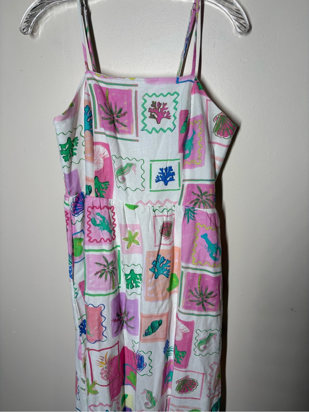 {NWT} She + Sky White Sundress with Pink, Green & Blue Print Medium - Picture 6 of 9
